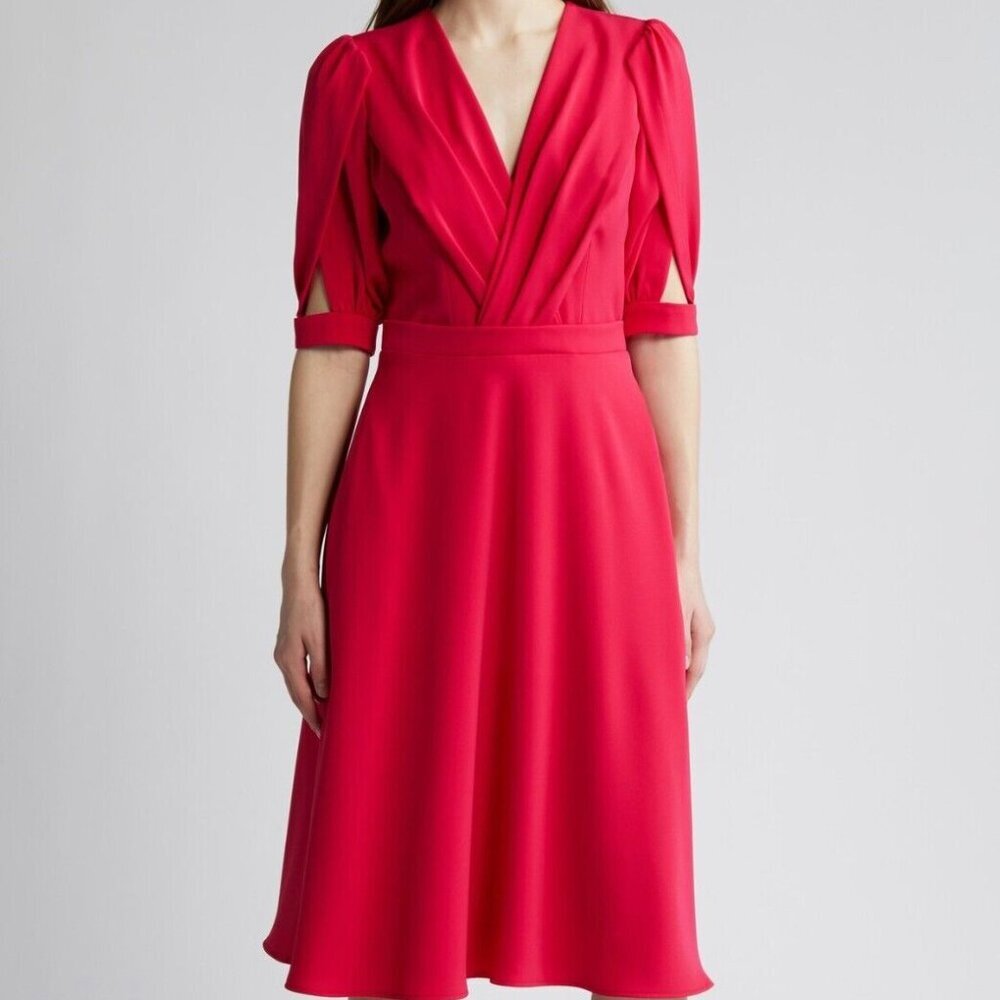 Black Halo Pink Hibiscus Nuana Pleated Dress